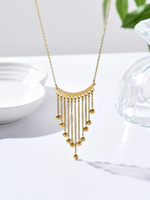 Style Simple 304 Acier Inoxydable 14K Plaqué Or Gland Triangle Perles Pendentif Collier Charme Religieux Accessoire De Mode