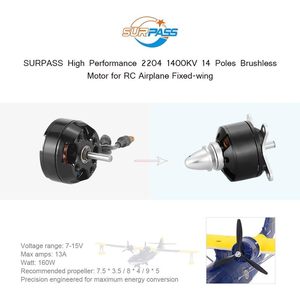 กูลสกี้ ซูพาส มอเตอร์ไร้แปรงถ่าน 2204 1400Kv สำหรับเครื่องบินบังคับวิทยุแบบปีกตรึง - Product Image 5