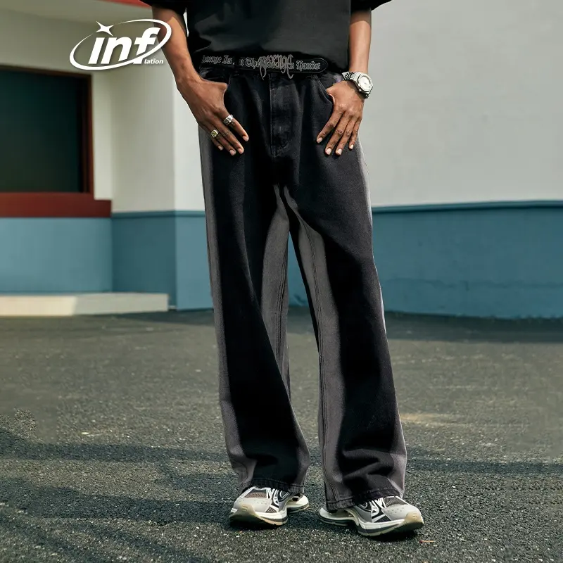 Inflaiton Black Skate Boy Jeans Rechte Elastische Jeans Para Hombre Gewassen Stretch Denim Broek Katoenen Jeans Touser