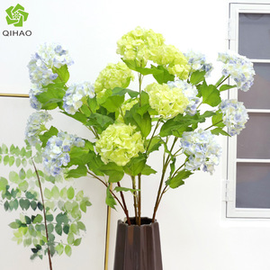 QIHAO Flor de Hortensia Artificial de 5 Cabezas, de Seda, Azul y Blanca, para Decoración de Bodas y Hogar, Alta Simulación - Product Image 5