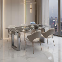 Ensemble de table et de chaises à manger en marbre carré moderne 4 places Meubles de salle à manger de luxe d'origine italienne