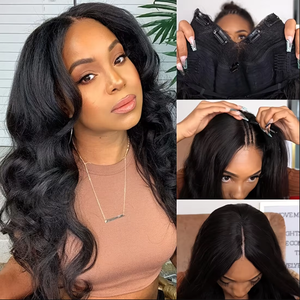Pelucas de Cabello Humano Parte en <span class=keywords><strong>V</strong></span> con Ondas Corporales Sin Pegamento para Mujeres Cabello Virgen Remy 100% Humano sin Dejar Fuera Sin Pegamento con Clips - Product Image 3