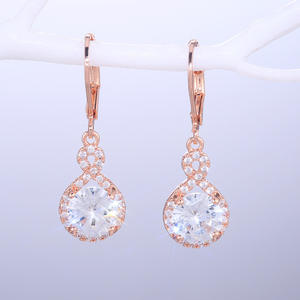 Rose Gold E463 Drop Earrings <b>Water</b> Drop <b>Crystal</b> Rhinestone Claw Setting Classic Women's Wedding Jewelry - Product Image 4