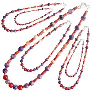 Perles d'huître rouge épineuse avec flocon de neige Quartz fantôme et pendentif en pierre précieuse onyx rouge Charoite Méditer Cadeau pour les femmes - Product Image 5