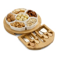 Ensemble de planches à charcuterie, grand plateau à fromage en bambou naturel avec accessoires - Idéal pour un cadeau de maison neuve