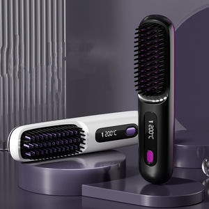 Cepillo Alisador Eléctrico Recargable por USB con Calentamiento Cerámico LCD, Inalámbrico Portátil, Herramienta de Peinado con Iones Negativos para Alisar - Product Image 1