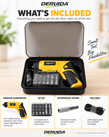 DERUIDA Mini Perceuse sans fil 3,6 V rechargeable, machine à percer le bois, tournevis électrique, ensemble de perceuse-visseuse, kit d'outils électriques
