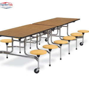 Conjunto de <span class=keywords><strong>Mesa</strong></span> y Taburetes Plegables para Comedor Escolar, Diseño que Ahorra Espacio para Cafeterías Escolares y Salones <span class=keywords><strong>Multiusos</strong></span> - Product Image 1
