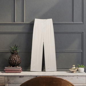 PB&ZA 2025 <b>Summer</b> Collection Chic Vintage High Waist <b>Women's</b> <b>Trousers</b> Canvas Breathable Straight Pants Flat Fashionable Look - Product Image 2