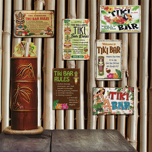 Usine En Gros <span class=keywords><strong>Cocktail</strong></span> Tiki Bar Tin Signes Alcool Vintage Imprimé Métal Art Martini Publicité Bar Pub Décoration - Product Image 6