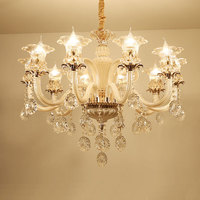 Lustre en cristal moderne de style européen, lampe suspendue de luxe de style bougie pour salon, salle à manger, appartement, éclairage domestique