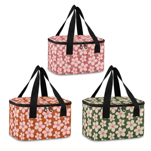 Fashion Flowers Design Reusable Custom Logo Reusable Lunch Cooler Bag Aluminum Foil Custom Picnic Insulated Cooler Lunch Box - Product Image 1