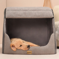Coussin de couchage pour chien, type villa, fermé, chaud pour l'hiver, en mousse à mémoire de forme, avec housse amovible et lavable, toutes saisons, pour Golden Retriever et chats