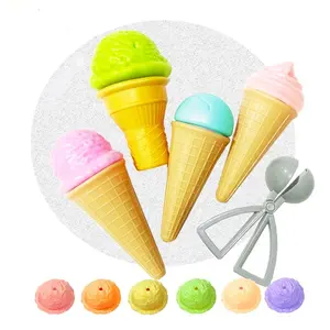2024 nova cozinha sorvete conjunto cone brinquedo fingir comida crianças presente da promoção