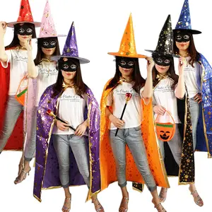 Halloween-Umhänge Tanz kostüme für Erwachsene Verdunkelte goldene Fünf-Sterne-Umhänge setzen kleine Hexen umhänge