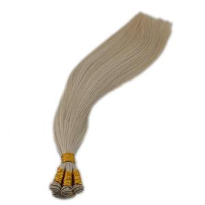 Extensions de cheveux humains tissées à la main, blond blanc # 60 mèches lisses et soyeuses de 14 pouces, 100g, qualité supérieure, toutes couleurs compatibles - Product Image 2