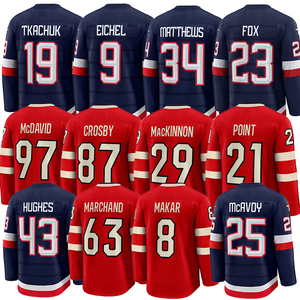 Maillots de Hockey sur Glace pour Hommes 4 Nations USA 2025 Bleu Marine Jack Eichel Matthew Tkachuk Auston Matthews Sidney Crosby Connor McDavid - Product Image 1