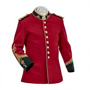 Red Ceremonial Outdoor Uniform Style Formal Parade Custom Outerwear <b>Tunic</b> Jacket for Men's - Product Image 1