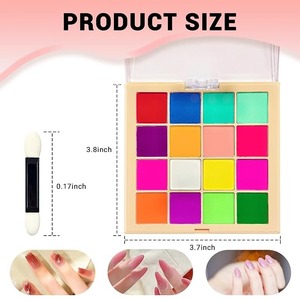 Paleta de arte para uñas, 16 colores, polvo de pigmento para uñas, polvo de pigmento luminoso colorido para uñas, polvo brillante para decoración de uñas - Product Image 1