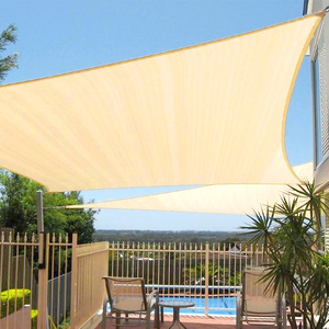 Toldo de HDPE <span class=keywords><strong>para</strong></span> Jardín, <span class=keywords><strong>Terraza</strong></span>, Patio, Playa, Verano, Color Beige, Oferta de Verano y Otoño, 4x4m, Protección Solar <span class=keywords><strong>para</strong></span> Coche - Product Image 4