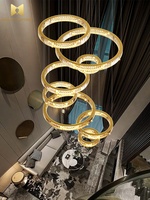 Hôtel Villa Salon Circulaire LED Suspension Lumière Or Luxe Haut Plafond Escalier Lustre