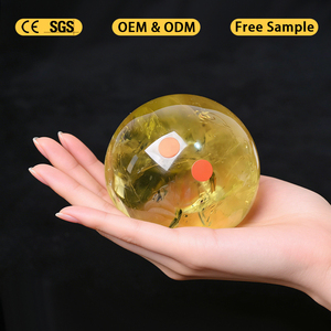 High Quality Polished <b>Crystal</b> Craft Natural Stone Rainbow <b>Ball</b> Reiki Citrine Sphere for Office Decoration - Product Image 1