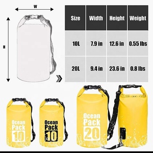 Custom Logo <b>Lightweight</b> Portable 20L Dry <b>Bag</b> Adjustable Strap Waterproof 500D PVC Outdoor Camping Ocean <b>Beach</b> - Product Image 2