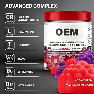 Gomitas de Creatina Compleja OEM ODM, GMP Halal, 120 Unidades, 5000mg de Creatina con L-Carnitina, BCAA, Taurina, B6, B12 - Product Image 2