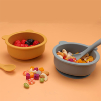 2024 nouveautés ours conception produits tendance 5 pièces de qualité alimentaire bébé ventouse plaque cuillère alimentation ensemble bol en silicone