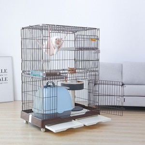 Wholesale Cheap 3-Story Home Pet Habitat Metal Large Stainless Steel Wire <b>Cat</b> Villa House <b>Cage</b> With Wheels Movable - Product Image 6