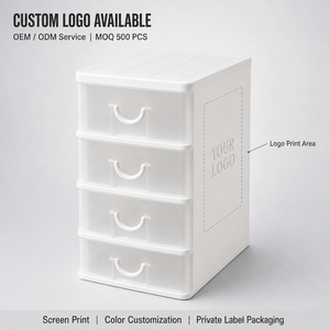 Organizador de Escritorio de Plástico de 4 Niveles, Caja de Almacenamiento Apilable Transparente - Product Image 1
