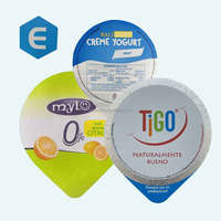 Logo personnalisé yaourt thermoscellage découpé couvercle en feuille d'aluminium pour PS/PE/PP tasse