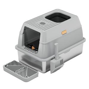 Caixa de Areia para Gatos Grande e Fechada em Metal Plástico Aço Inoxidável Modelo Fechado Suprimentos para Animais de Estimação - Product Image 2