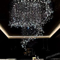Papillon Cristal LED Lustre Suspension Lampe pour Hôtel Restaurant Lobby Escalier Éclairage Décoratif Longue Forme