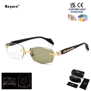 Lunettes de soleil photochromiques Boyarn sans monture, en métal, légères, style Y2K, tendance rétro, verres transparents en PC - Product Image 2