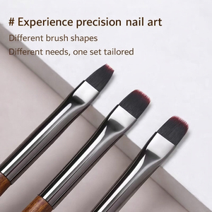 8 Piece Nail Gel Extension Brush <b>Set</b> Thick Tough Nylon Bristle Wooden Handle Gradient <b>Paint</b> Fine Line Nail Art Tool for Salon - Product Image 2