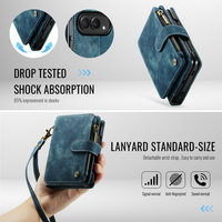 Étui portefeuille tendance CaseMe pour iPhone Duo, avec porte-cartes, support magnétique, poche pour monnaie, en cuir