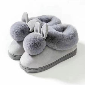 Fabrika toptan sıcak satış peluş keçe moda kürk kış terlik ayakkabı tavşan ev terlik - Product Image 3