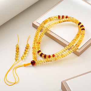<span class=keywords><strong>Collana</strong></span> in <span class=keywords><strong>Ambra</strong></span> Naturale del Baltico, 108 Perle Mala, Giallo Limone, Catena a Corda Regolabile, Regalo Unisex Boho, Gioiello per Meditazione - Product Image 4