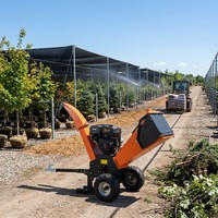 Broyeur de bois à essence GS120 15HP, capacité de 120 mm, déchiqueteur d'arbres avec lames doubles en acier trempé, démarrage électrique et casque de sécurité