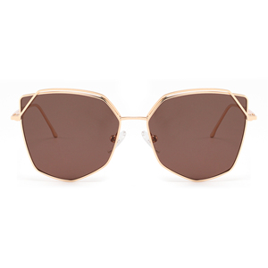 Gafas de sol con montura completa estilo ojo de gato, montura dorada, lentes marrones, protección solar UV400 para mujer, adulto - Product Image 6