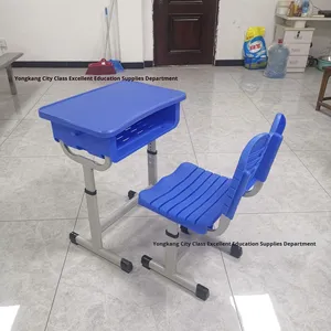 Ensembles d'étude de classe de formation primaire et secondaire de conception moderne bureaux en plastique et chaises en métal pour l'étude d'écriture de sieste - Product Image 2