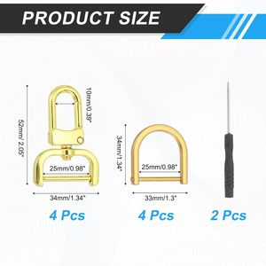 MECCANIXITY Pcs Swivel Clasp <b>Hooks</b> Detachable <b>Snap</b> <b>Hooks</b> Swivel Clasps With D Rings And Screwdriver For Bag Strap Purse Lanyard - Product Image 2