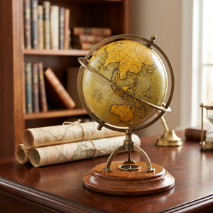 Globe terrestre vintage en laiton nautique avec boussole, base en bois, globe décoratif pour la maison, le bureau et les cadeaux - Product Image 5