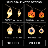 Guirlandes lumineuses à thème Halloween, 10/20 LED fantômes, citrouilles, crânes, yeux, avec piles USB et options de télécommande 8 modes