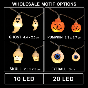 Guirlandes lumineuses à thème Halloween, 10/20 LED fantômes, citrouilles, crânes, yeux, avec piles USB et options de télécommande 8 modes - Product Image 5