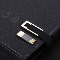 Ensemble cadeau personnalisé de batterie externe et clé USB avec carnet A5 en PU, charge sans fil, OEM pour entreprises