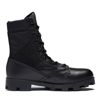 Chaussures en cuir imperméables noires de haute qualité avec tige en cuir et en toile Oxford, bottes tactiques de sécurité à tige haute pour hommes