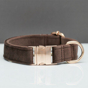Luxury Adjustable PU Pet <strong>Cat</strong> <strong>Collar</strong> Gold <strong>Buckle</strong> Soft Durable Velvet Solid Pattern Dog <strong>Collar</strong> - Product Image 3