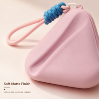 Pochette de maquillage en silicone, pochette cosmétique triangulaire, fermeture à glissière, organisateur de rangement, résistant à l'eau, sac de rangement portable pour voyage
